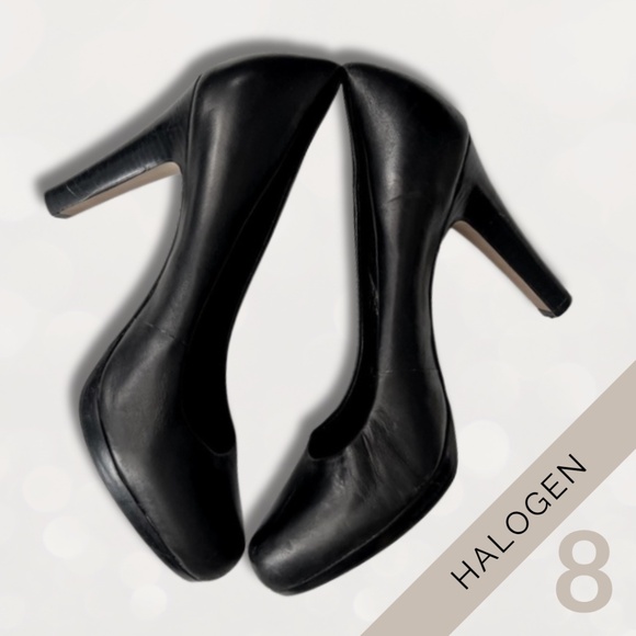 Halogen Black High Heels | Women's 8 | Classic Leather  3" Heel Closed Toe  Pump - Picture 1 of 5